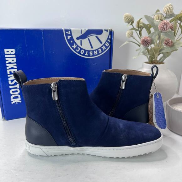 Birkenstock Myra Suede Ankle Boot Side Zip Navy Blue Women 6/EU37 NWB Narrow Fit - Picture 5 of 9